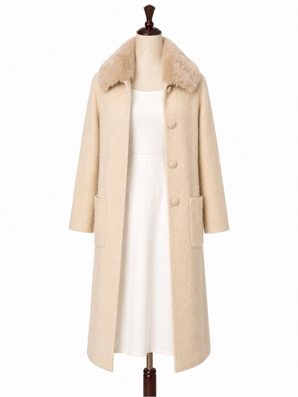 Song of Style Women's faux fur collar Long fuzzy Coat/ cardigan sweater S